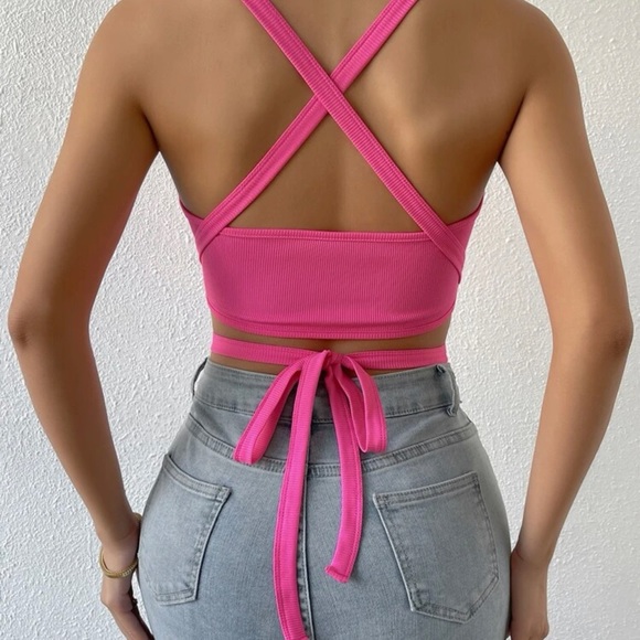 Crisscross Tie Backless Crop Top *NEW* - Picture 3 of 7
